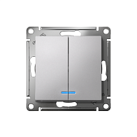 ATLASDESIGN 2-клавишный ВЫКЛЮЧАТЕЛЬ с подсветкой ,сх.5а, 10АХ,мех., быстрозажимные клеммы, АЛЮМИНИЙ | код ATN000353S | Systeme Electric