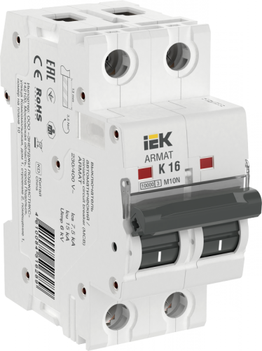 ARMAT Авт. выкл. M10N 2P K 16А IEK | код AR-M10N-2-K016 | IEK