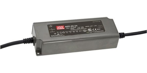 Источник питания AC-DC, 90Вт, вход 90…305В AC, 47…63Гц/127…431В DC, ККМ, выход 12В/7.5А, изоляция 3750В AC, пластиковый корпус 171х63х37.5, -40…+70С | код NPF-90-12 | MeanWell