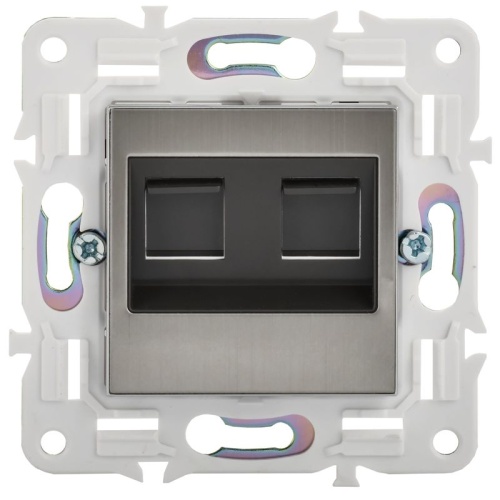 SKANDY Розетка компьютерная двойная RJ45 кат.6 SK-K04N никель IEK | код SK-K20-2-K50 | IEK