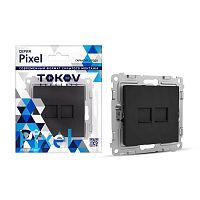 Розетка компьютерная 2-м СП Pixel RJ45 кат.5E механизм карбон | код TKE-PX-RC2-C14 | TOKOV ELECTRIC