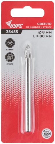 Сверло по кафелю, стеклу 8х75 мм | код 35455 | FIT фото 3 Сверло по кафелю, стеклу 8х75 мм | код 35455 | FIT фото 3