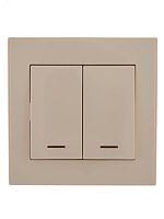 Выключатель RAIN двойной с подсветкой крем | код 703-0303-112 | Lezard