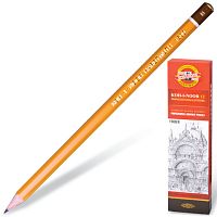 Карандаш чернографитный KOH-I-NOOR 1500, 1 шт., B, без резинки, корпус желтый, заточенный, 150000B01170RU | код 180489 | KOH-I-NOOR