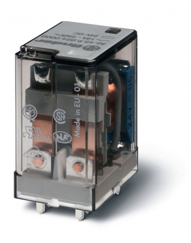 Миниатюрное силовое электромеханическое реле, монтаж на печатную плату, 2NO 12A, контакты AgNi (зазор ? 1.5мм), катушка 48В AC, степень защиты RTI, опции: нет | код 564280480300 | FINDER