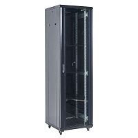 Шкаф напольный 42U 800х800х2054мм стеклянная дверь RAL 9005 черный | код 04-4288-212 | REXANT