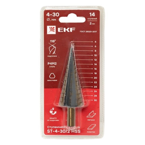 Ступенчатое сверло ST-4-30/2 HSS (14 ступ,) | код ST-4-30/2 | EKF фото 4