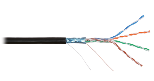 Кабель NIKOLAN F/UTP 4 пары, Кат.5e (Класс D), тест по ISO/IEC, 100МГц, одножильный, BC (чистая медь), 24AWG (0,49мм), внешний, PE до -60С, черный, 305м - гарантия: 1 год | код NKL 2700B-BK | NIKOLAN