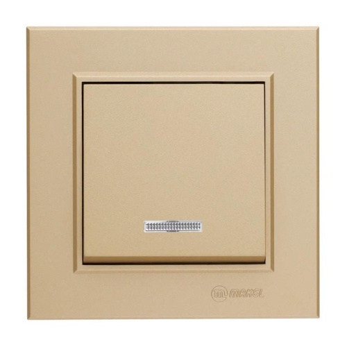 Выключатель 1-кл. СП Karea 10А IP20 латунь с подсветкой Makel 56057021