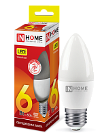 Лампа светодиодная LED-СВЕЧА-VC 6Вт 230В Е27 3000К 540Лм IN HOME | код 4690612020402 | IN HOME