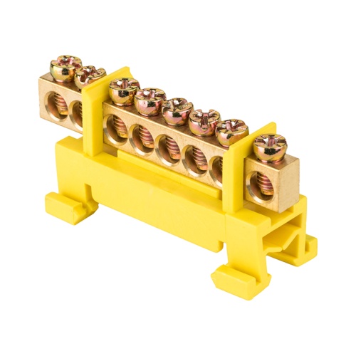 Шина "0" PE (6х9мм) 8 отверстий латунь желтый изолятор тип "Стойка" на DIN-рейку PROxima | код sn0-63-8-sy | EKF Шина "0" PE (6х9мм) 8 отверстий латунь желтый изолятор тип "Стойка" на DIN-рейку PROxima | код sn0-63-8-sy | EKF