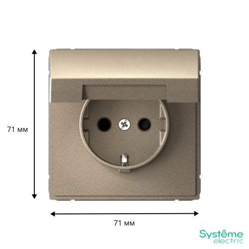 ARTGALLERY РОЗЕТКА с заземл. со шторк. с крышк., 16А, IP20, механизм, быстрозажимные клеммы, шампань | код GAL000546S | Systeme Electric
