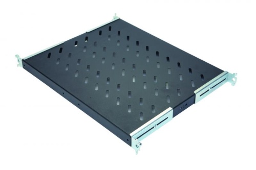 Полка стационарная 1U до 50 кг, 370 мм, для шкафов глубиной 600 мм, регулируемые кронштейны, черный антрацит | код 60A-01-60-09BL | Eurolan