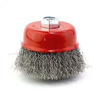 Щетка чашечная Д75xM14, ворс гофр нерж сталь 0,30 по металлу (13-165) | код EB-ISS2 | EuroBrush