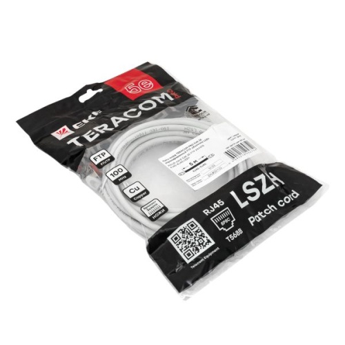 Патч-корд TERACOM PRO Cat.5E экранированный FTP оболочка LSZH серый (5.0м) | код TRP-5EFTP-LSH-5M-GY | EKF фото 5