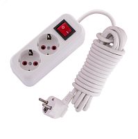 Удлинитель с заземлением 2 входа 5 метров с выключателем | код 720-0205-202 | Lezard