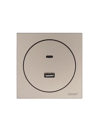 Розетка 1-м СП OSEN TC+ USB разъем механизм титан LEZARD 743-3788-192TC фото 3