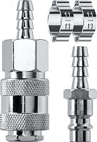 Набор (штуцер ''елочка'' 8 мм - рапид муфта) + (рапид штуцер-штуцер ''елочка'' 8 мм) + (обжимные хомуты 2 шт) | код 06599-08-H | KRAFTOOL