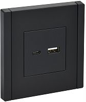 FORTE&PIANO Роз. USB A+C 18Вт FP151 чер. IEK | код FP-U22-018-K02 | IEK