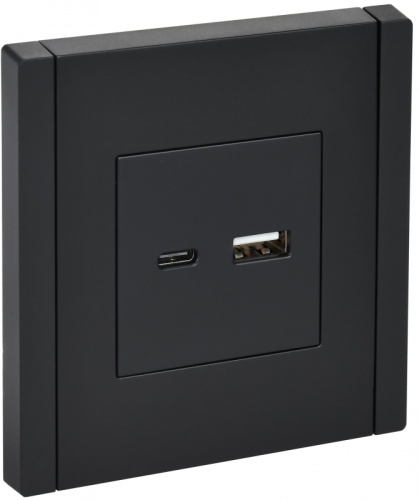 FORTE&PIANO Роз. USB A+C 18Вт FP151 чер. IEK | код FP-U22-018-K02 | IEK