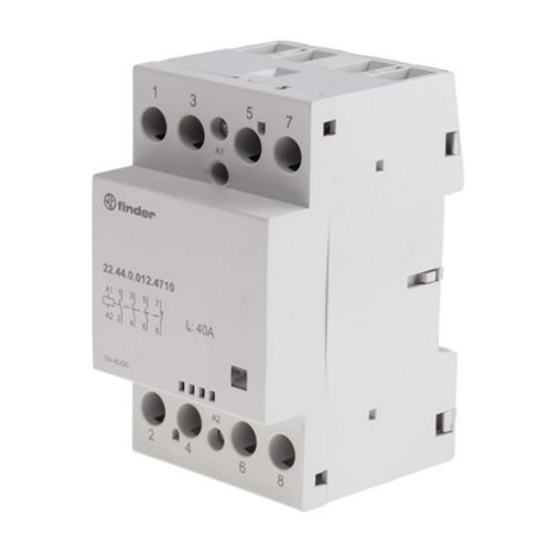 Модульный контактор, 3NO+1NC 40А (зеркальные контакты EN 60947-4-1), контакты AgSnO2, катушка 240В АС/DC, ширина 53.5мм, степень защиты IP20, опции: мех.индикатор | код 224402304717 | FINDER