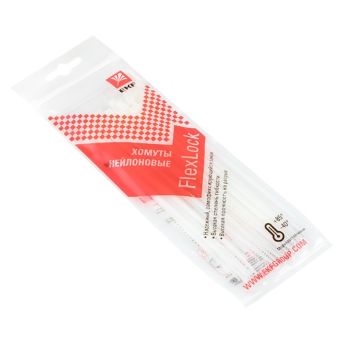 Хомут P6,6 стандартный (б), 2,5x160 (100шт) FlexLock PROxima | код plc-fl-ctsw-2.5x160 | EKF Хомут P6,6 стандартный (б), 2,5x160 (100шт) FlexLock PROxima | код plc-fl-ctsw-2.5x160 | EKF