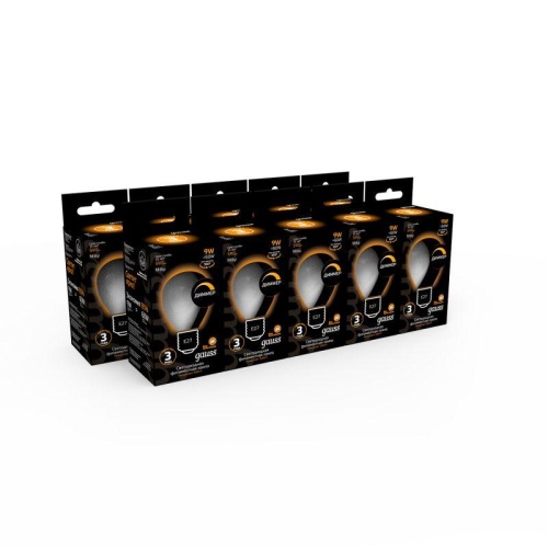 Лампа светодиодная филаментная Black Filament 9Вт P45 шар матовая 3000К тепл. бел. E27 590лм диммир. GAUSS 105202109-D фото 3