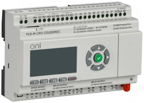 Микро ПЛК PLR-M. CPU с GSM DI10/PT3/DO08(R)/02(T) 24В DC ONI | код PLR-M-CPU-23UGSMDC | ONI