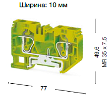 337 230, Пружинная клемма серии SRD 10T (Желто-Зеленый) Земля | код 0.0.0.3.37230 | KLEMSAN