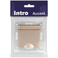 Розетка Intro Accent 6-203-04 2P+E Schuko с крышкой, 16А-250В, IP20, СУ, шампань | код Б0063738 | ЭРА