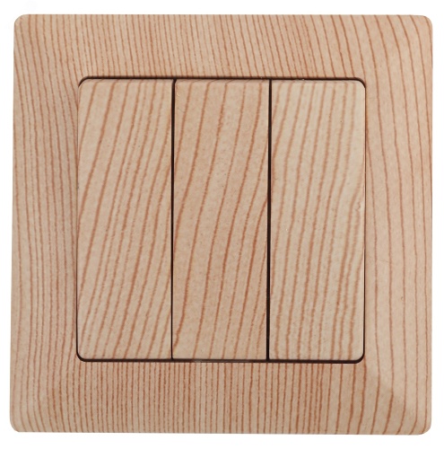 Выключатель тройной, 10А-250В, СУ, Solo, сосна,4-106-11 | код Б0043304 | ЭРА