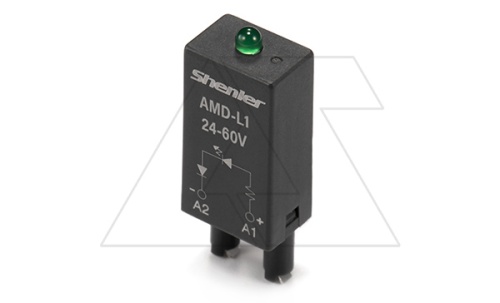 Модуль AMD-L1, зеленый LED, 24_60VAC/DC, черный, для SRU, SKF14, SKC, SKB, STB, SRC*-E, GZT, GZM, GZS, GZMB, ES32 | код AMD-L1/24_60VAC/DC | Shenler