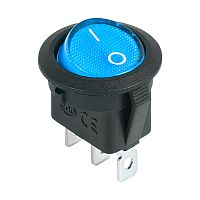 Выключатель клавишный круглый 12V 20А (3с) ON-OFF синий с подсветкой REXANT | код 36-2586 | REXANT