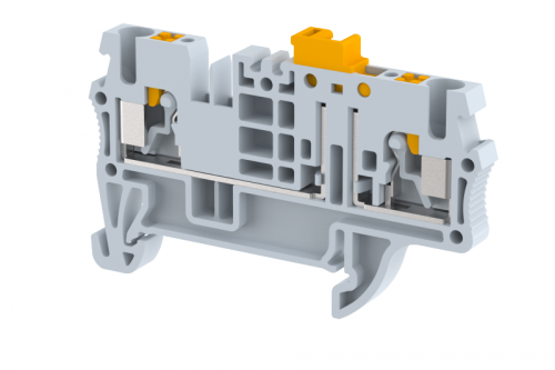 Клемма проходная PUSH-IN 2,5 мм2, с размыкателем, на 2 подключения, серая PQK2.5-GREY | код 3102120000 | Elmex