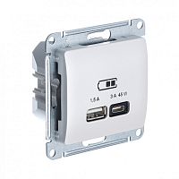 GLOSSA USB РОЗЕТКА А + тип-С 45Вт высокоскор.заряд. QC, PD, механизм, ПЕРЛАМУТР | код GSL000629 | Systeme Electric