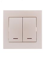 Выключатель RAIN двойной с подсветкой жемчужно-белый перламутр | код 703-3030-112 | Lezard