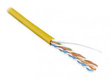 Кабель витая пара неэкран. U/UTP категория 5e 4 пары (24 AWG) одножильный (solid) LSZH нг(С)-HF желтый, Hyperline UUTP4-C5E-S24-IN-LSZH-YL-305 (305 м) | код 257786 | Hyperline
