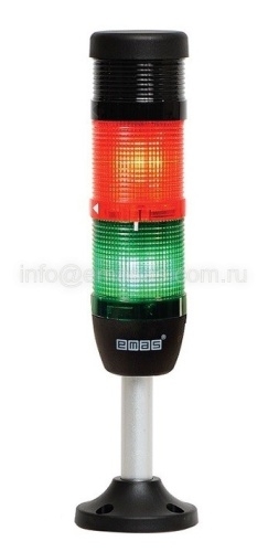 Сигнальная колонна 50 мм, (IP40) красная, зеленая, 24V AC/DC, зуммер, светодиод LED, алюм. патрубок 100 мм, IK52L024ZM03 | код IK52L024ZM03| EMAS