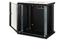 Щит телекоммуникационный 19., 15U, ВxШxГ 767x600x600мм, PROlineB, навесной, дверь стекло с перфор. по бокам, черный | код LN-PRB-15U6060-BL-F | LANDE