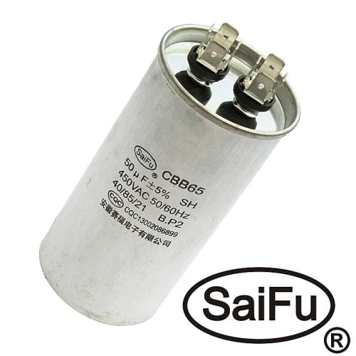 Пусковой конденсатор SAIFU CBB65, 50 мкФ, 450 В | код 99759 | Saifu