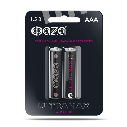 Элемент питания алкалиновый AAA/LR03 1.5В Ultra Max LR03UM-B2 BL-2 (уп.2шт) ФАZА 5043053 Элемент питания алкалиновый AAA/LR03 1.5В Ultra Max LR03UM-B2 BL-2 (уп.2шт) ФАZА 5043053