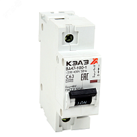 Выключатель автоматический однополюсный 10А B ВА47-100-1B10-УХЛ3 | код 318684 | КЭАЗ