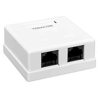 Розетка настенная TERACOM кат.5E неэкранированная 2 порта RJ-45 Dual IDC бел. | код TRC-WBOX-2RJ45-5EUTP-WH | EKF