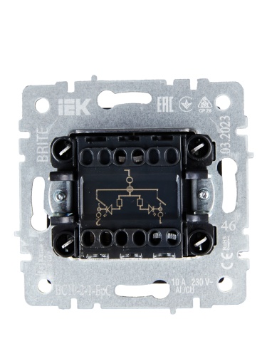 BRITE Выключатель 2-клавишный с индикацией 10А ВС10-2-1-БрС сталь | код BR-V20-1-10-K46 | IEK фото 6 BRITE Выключатель 2-клавишный с индикацией 10А ВС10-2-1-БрС сталь | код BR-V20-1-10-K46 | IEK фото 6