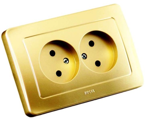 Розетка двойная скрытая золото | код РС16-341-07 | HEGEL Розетка двойная скрытая золото | код РС16-341-07 | HEGEL