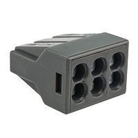 Экспресс-клемма с пастой 6-проводная до 2.5кв.мм сер. (уп.50шт) (773-306) | код 07-3060 | Rexant