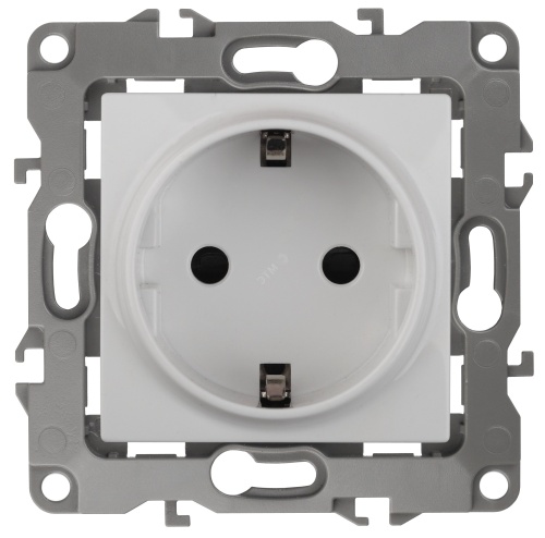 Розетка 2P+E Schuko, 16A-250В, винт, б.л., Эра12, белый, 12-2011-01 | код Б0029234 | ЭРА