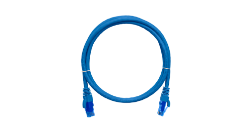 Коммутационный шнур NIKOMAX U/UTP 4 пары, Кат.6 (Класс E), 250МГц, 2хRJ45/8P8C, T568B, заливной, с защитой защелки, многожильный, BC (чистая медь), 24AWG (7х0,205мм), LSZH нг(А)-HFLTx, синий, 3м | код NMC-PC4UE55B-030-C-BL | NIKOMAX