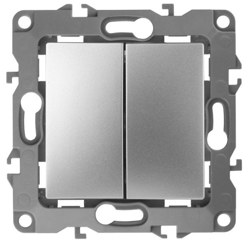 Механизм выключателя 2-кл. СП 12 10А IP20 12-1104-03 250В 10AX алюм. | код Б0014647 | Эра