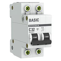 Выключатель автоматический двухполюсный ВА 47-29 32А C 4,5кА Basic | код. mcb4729-2-32C | EKF 